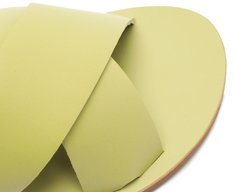 Rasteira Tiras Cruzadas Couro Monocolor Verde