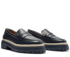 Mocassim Tratorado Azul Detalhe Branco Kiara
