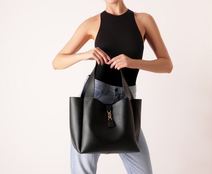 Bolsa Shopping Grande Detalhe Preta