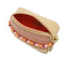 Bolsa Tiracolo Média Missangas Laranja E Marrom