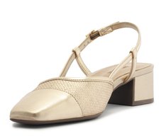 Sapatilha Slingback Palha Salto Dourada