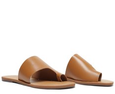 Rasteira Marrom Couro Geométrica