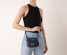Bolsa Tiracolo Média Detalhe Corda E Esferas Azul
