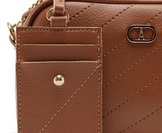 Bolsa Tiracolo Pequena Arredondada Porta Cartão Marrom