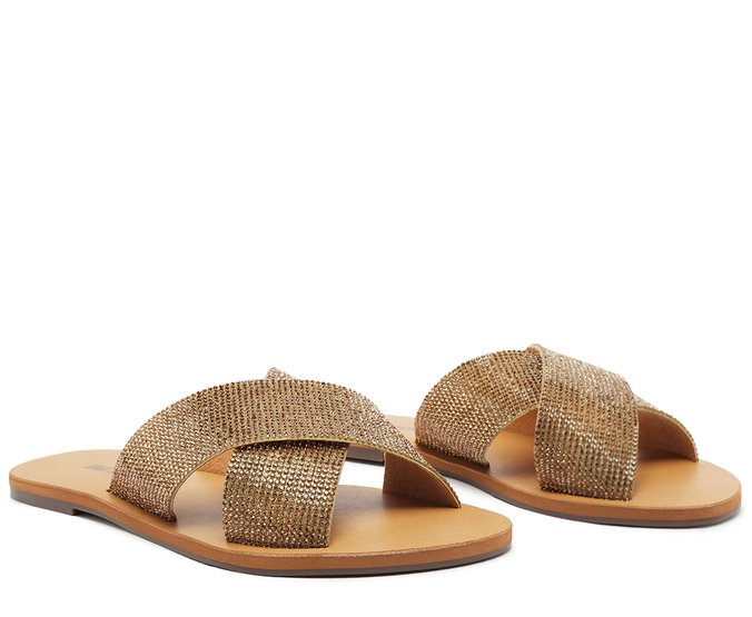Sandália Rasteira Anacapri Tiras Cruzadas Glam - Dourada - 39