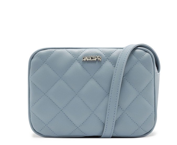 Bolsa Tiracolo Média Matelassê Triangular Arredondada Azul