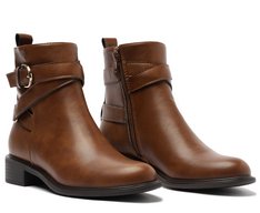Bota Cano Curto Fivela Marrom