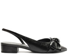 Sapatilha Slingback Maxi Laço Salto Bloco Preta