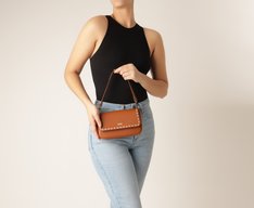 Bolsa Tiracolo Média Baguete Pespontada Marrom