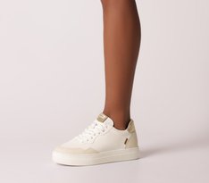 Tênis de Amarrar Branco e Dourado Nati