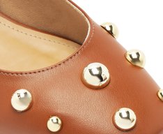 Sapatilha Slingback Maxi Tachas Salto Bloco Marrom