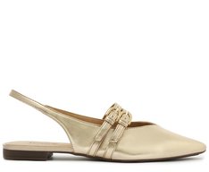 Sapatilha Slingback Tira Dupla Dourada