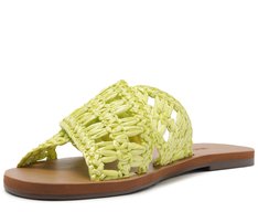 Rasteira Tiras Cruzadas Palha Verde Lemon
