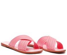 Rasteira Tiras Cruzadas Trançada Monocolor Colorvibes Rosa