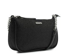 Bolsa Crossbody Baguete Média Preta Glitter