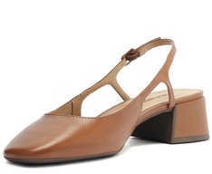 Sapatilha Slingback Basic Salto Bloco Marrom
