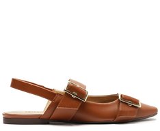 Sapatilha Slingback Tiras Fivela Marrom