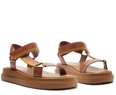 Papete Plataforma Diana Pespontos Multicolor Marrom