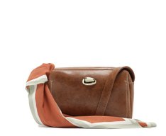 Bolsa Tiracolo Pequena Lenço Decorativo Marrom