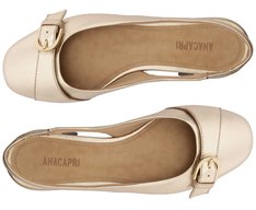 Sapatilha Slingback Fivela Elise Dourada