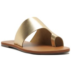 Rasteira Lisa Couro Dourada