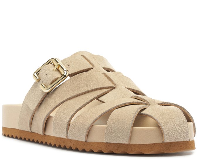 Mule Clog Trama Couro Bege