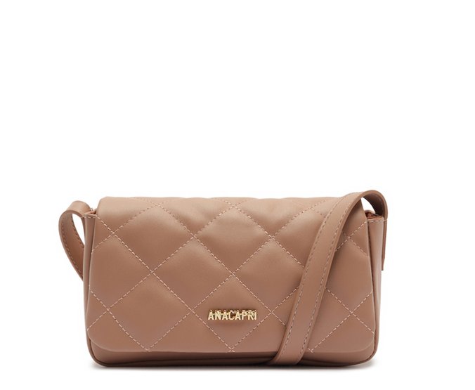 Bolsa Tiracolo Pequena Matelassê Metal Bege
