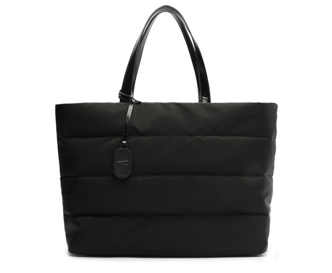 最安 読み方 Bolsa Shopping Anacapri | Preta Fluffy Nylon Grande ハンドバッグ