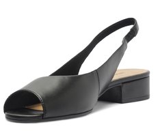 Sapatilha Slingback Peep Toe Preta