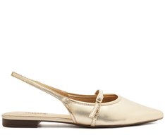 Sapatilha Slingback Bico Fino Dourada