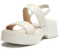 Sandália Flatform Branca Mirella Duas Tiras