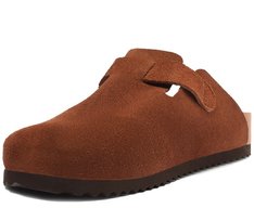 Mule Clog Acamurçada Couro  Marrom