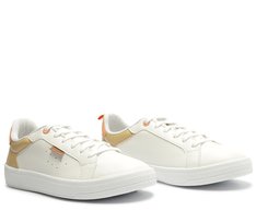Tênis Casual Furadinho Branco E Laranja