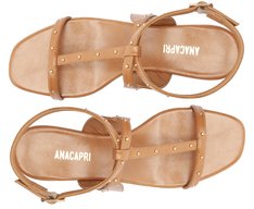 Sandália Salto Bloco Folk Tachas Marrom