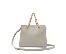 Bolsa Tote Média Alça Acorrentada Cinza