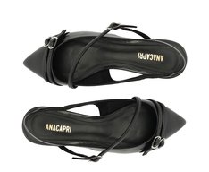 Sapatilha Slingback Fivela Dupla Preta