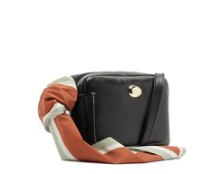 Bolsa Tiracolo Pequena Lenço Decorativo Preta