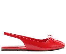 Sapatilha Slingback Laço Biqueira Verniz Vermelha