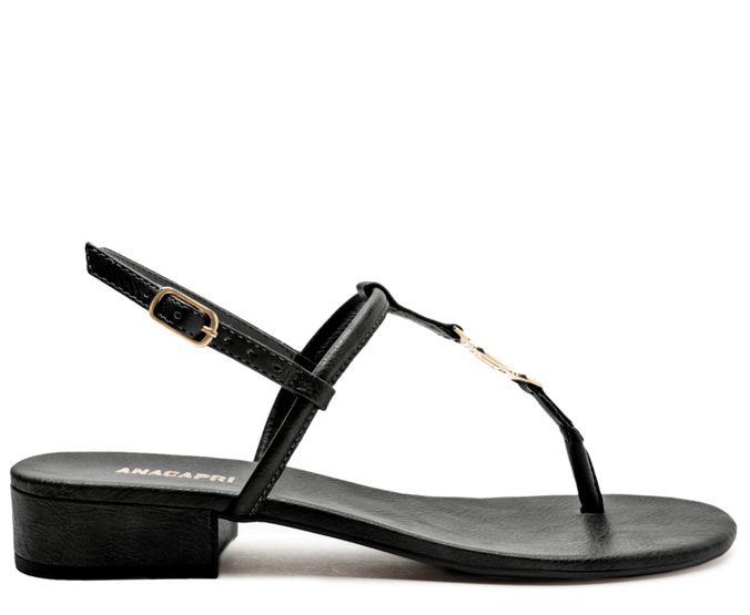 Sandália Slim Salto Bloco Preta