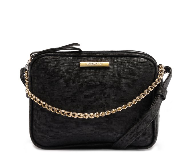 Bolsa Tiracolo Média Compacta Corrente Preta