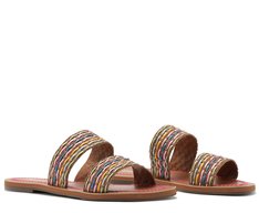 Rasteira Duas Tiras Naturais Multicolor
