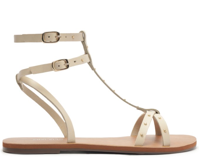 Rasteira Gladiadora com Tachas Bege