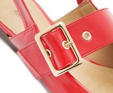 Sapatilha Slingback Tiras Fivela Verniz Vermelha