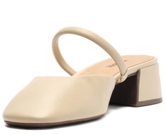 Sandália Mule Basic Salto Bloco Bege