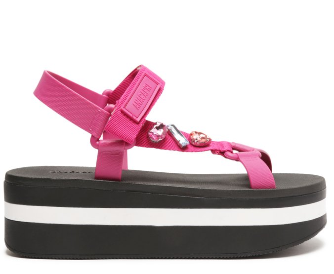 Sandália Papete  Flatform Rosa Pink Alexa Glam