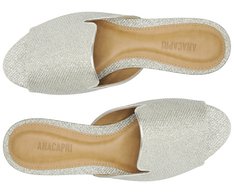 Rasteira Peep Toe Textura Glam Prata