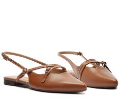 Sapatilha Slingback Salto Bloco Tiras Marrom