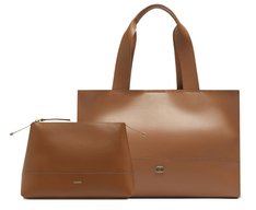 Bolsa Shopping Grande Com Necessaire Bicolor Marrom