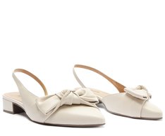 Sapatilha Slingback Maxi Laço Salto Bloco Branca