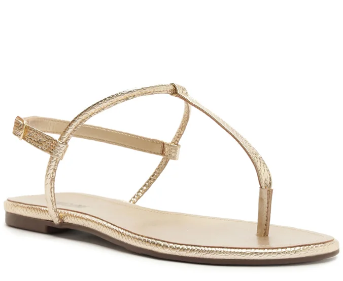 Sandália Rasteira Slim Textura Dourada